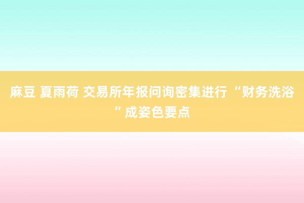 麻豆 夏雨荷 交易所年报问询密集进行 “财务洗浴”成姿色要点