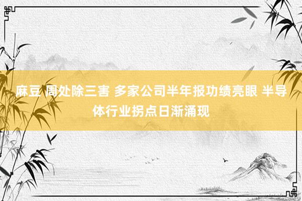 麻豆 周处除三害 多家公司半年报功绩亮眼 半导体行业拐点日渐涌现