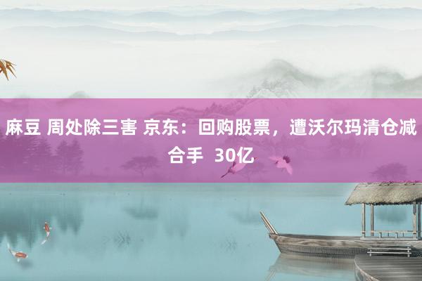 麻豆 周处除三害 京东：回购股票，遭沃尔玛清仓减合手  30亿