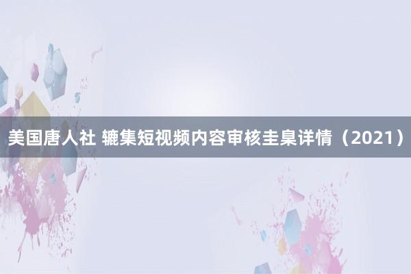 美国唐人社 辘集短视频内容审核圭臬详情（2021）